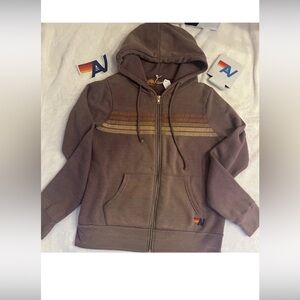 - - NWT Aviator Nation 5-Stripe Hoodie Faded Mocha Size Large